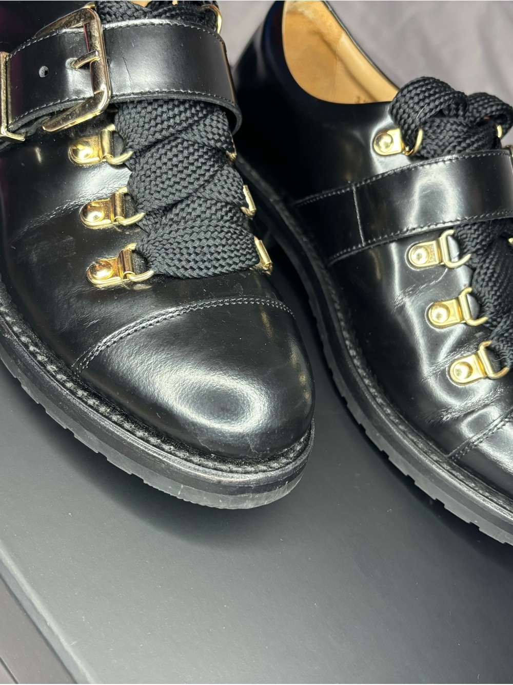 The Office of Angela Scott Women’s Black Mr. Logan Leather Oxford 37.5 - Picture 3 of 11